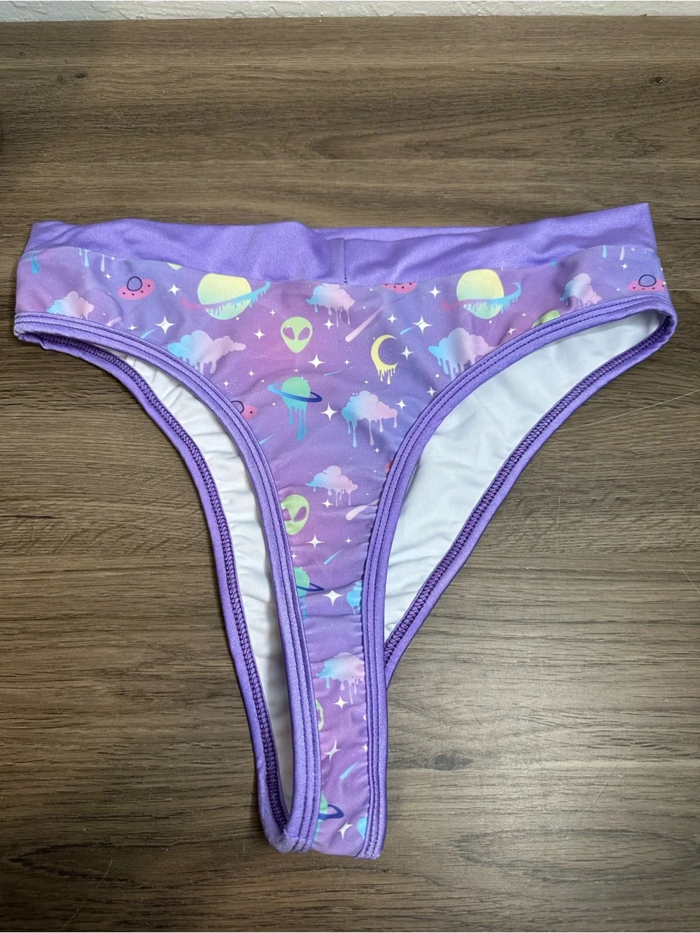 Girls' Purple Alien & Space Print Bikini Briefs